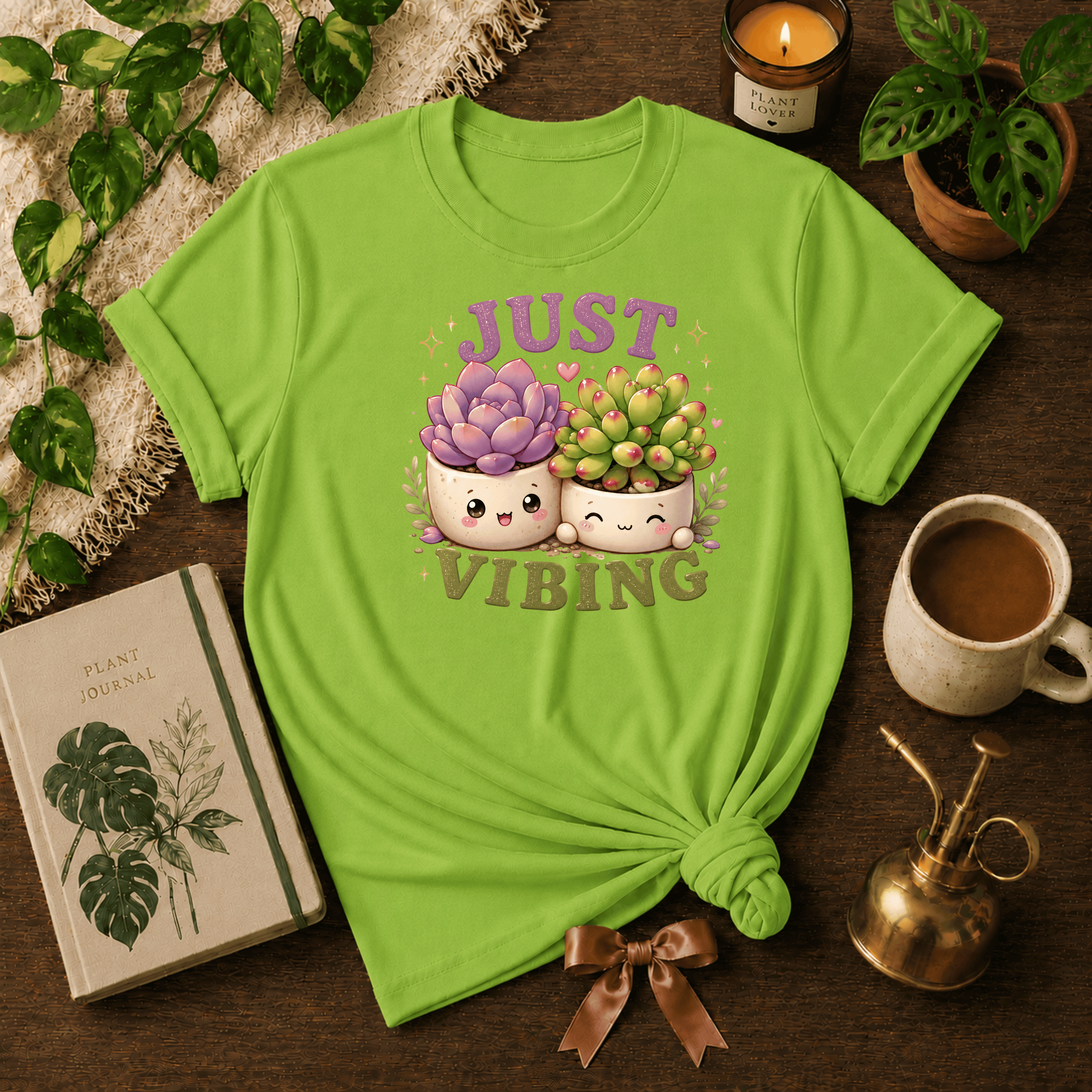Just Vibing | Plant Lover Graphic T-Shirt