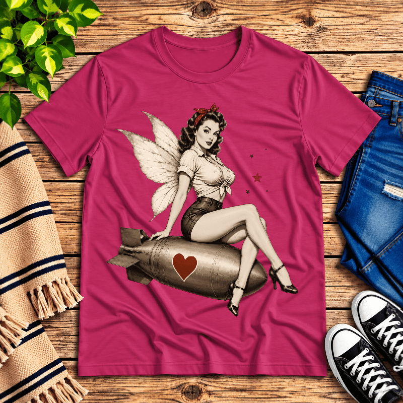 Love Bomb Fairy Premium T-Shirt in berry, flat lay
