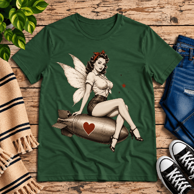 Love Bomb Fairy Premium T-Shirt in evergreen, flat lay