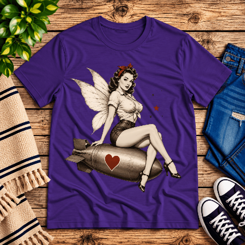 Love Bomb Fairy Premium T-Shirt in team purple, flat lay