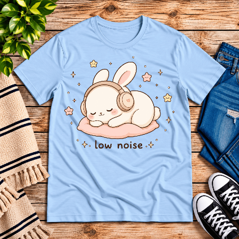 Low Noise Bunny Premium T-Shirt in baby blue, flat lay