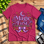 Magic First Premium T-Shirt in berry, flat lay