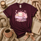 Offline introvert graphic t-shirt cozy flat lay in maroon.