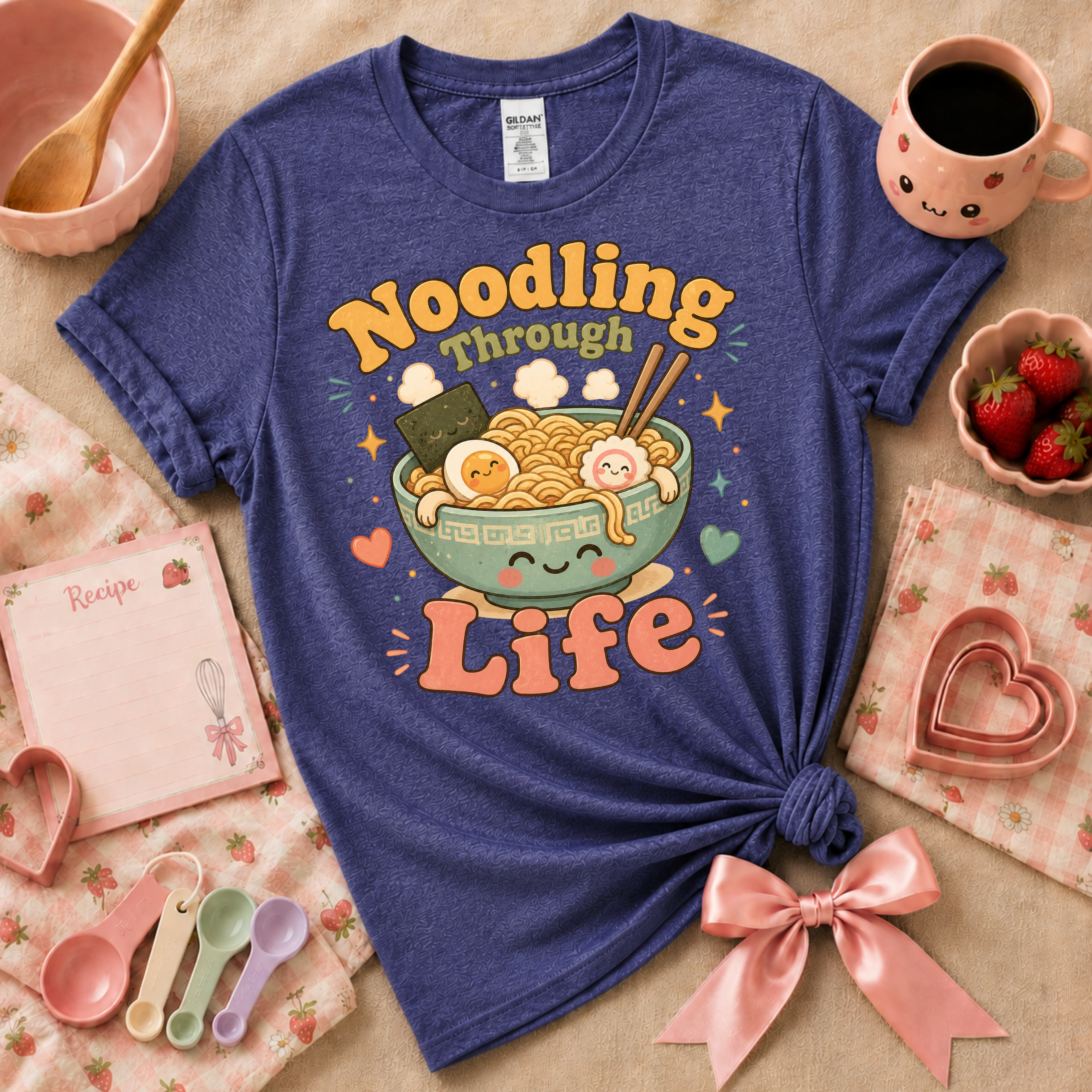 Noodling Through Life | Cute Food Graphic T-Shirt