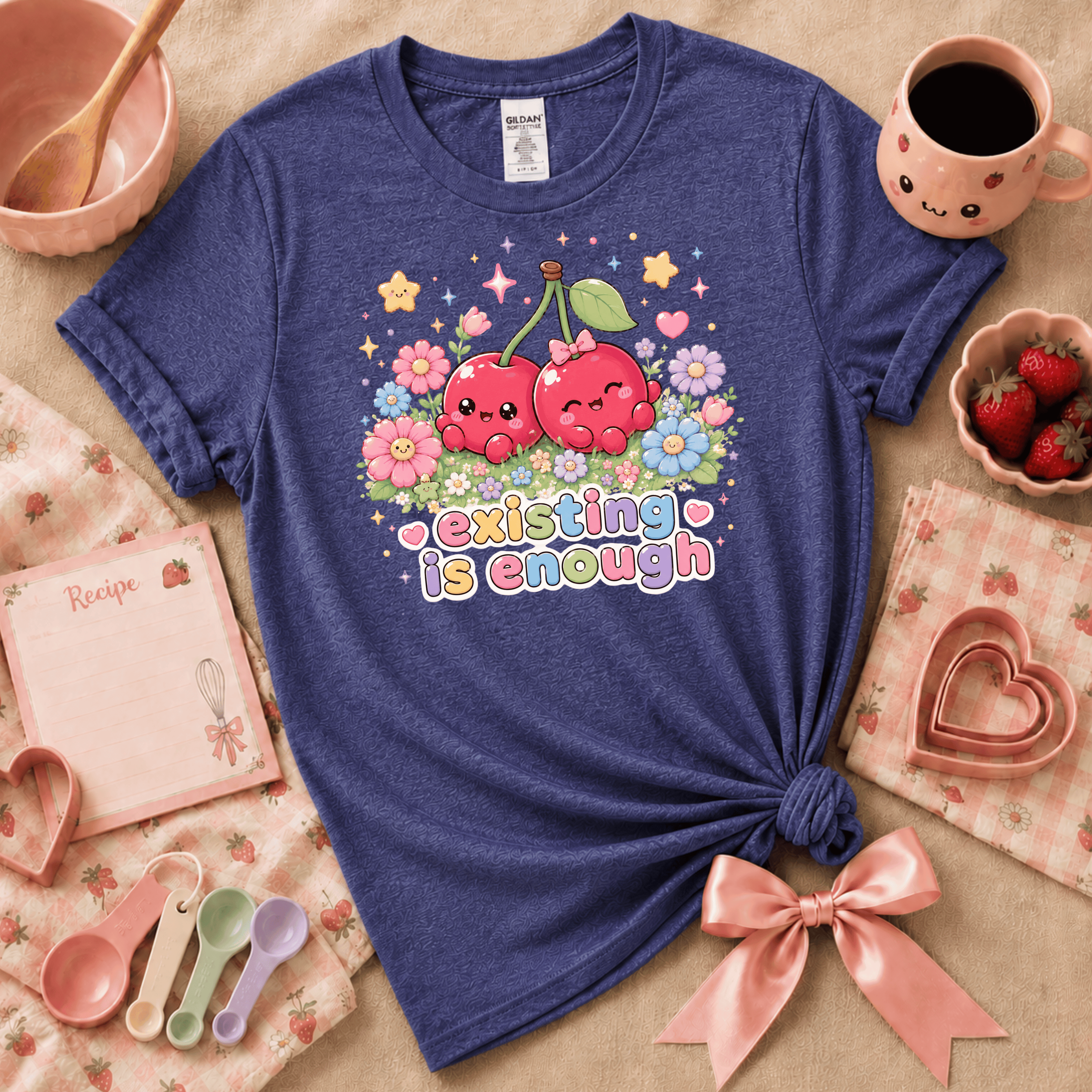 Existing Is Enough | Cute Food Graphic T-Shirt