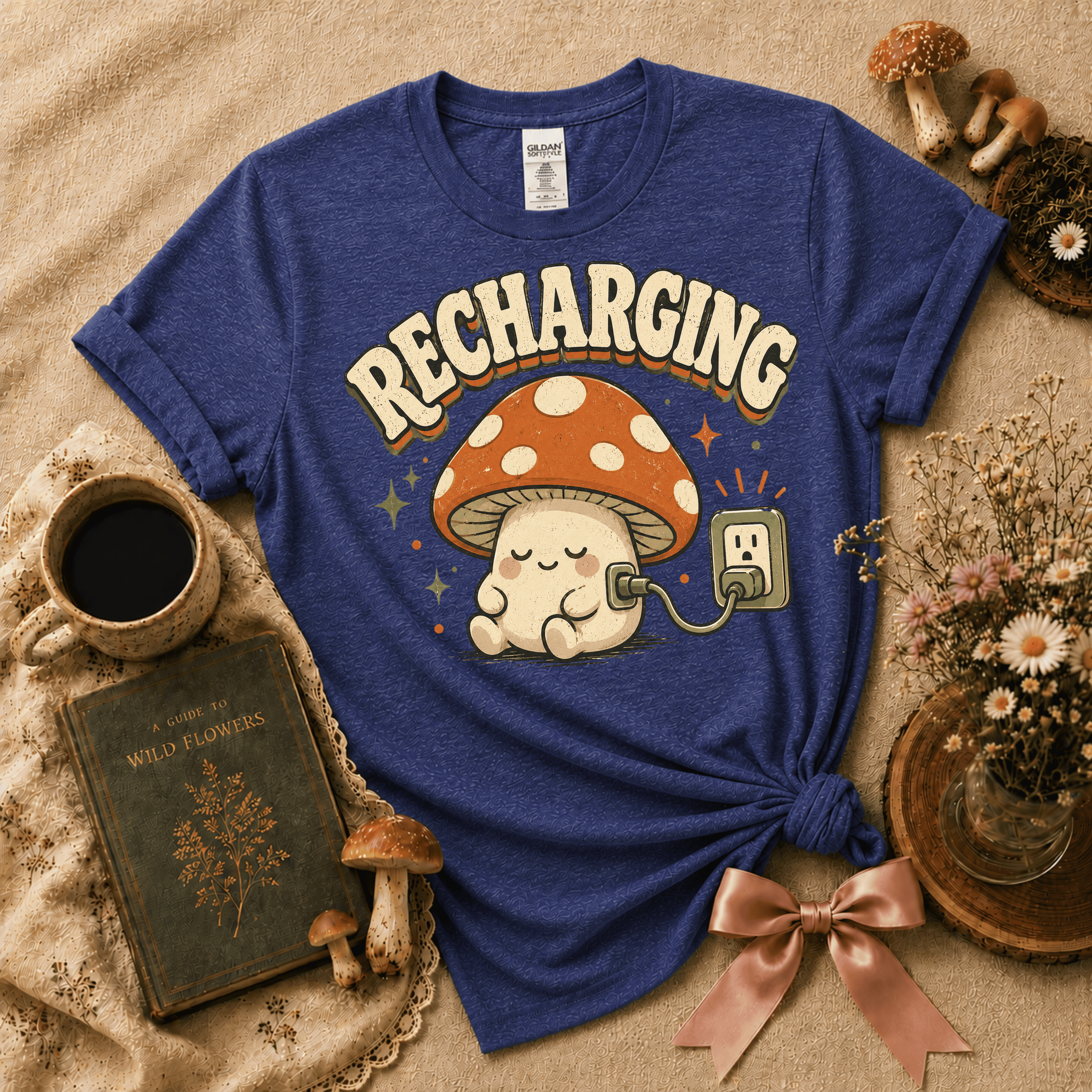 Recharging Mushroom | Cottagecore Graphic T-Shirt