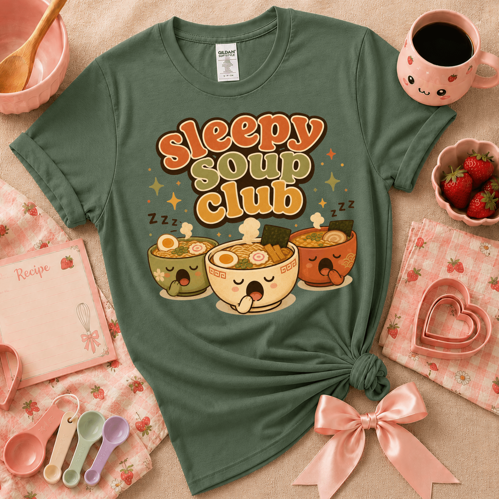 Sleepy Soup Club | Cute Food Graphic T-Shirt