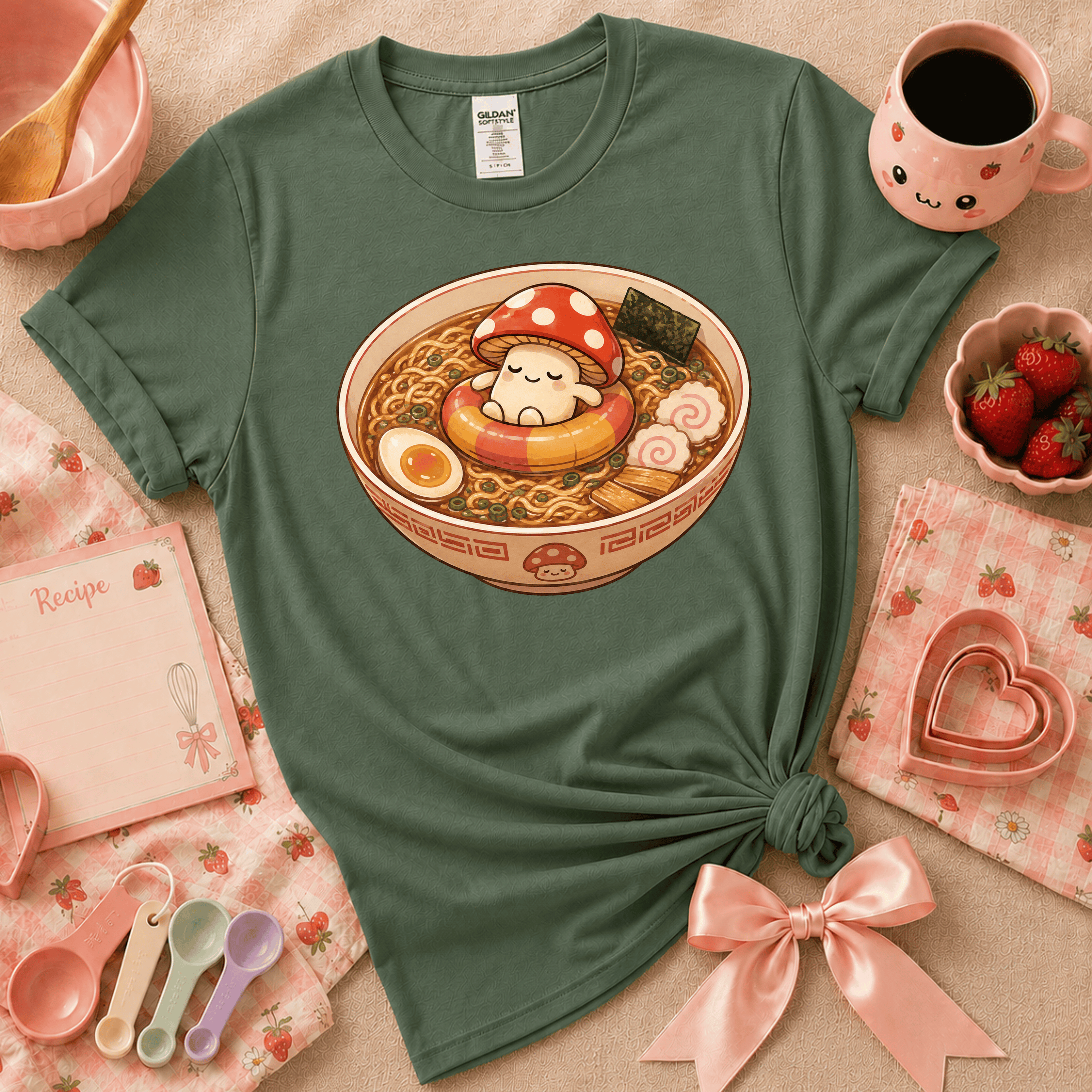 Mushroom Float | Cute Food Graphic T-Shirt