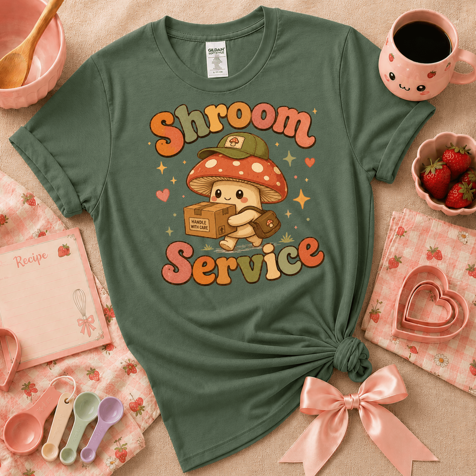 Shroom Service | Cute Food Graphic T-Shirt