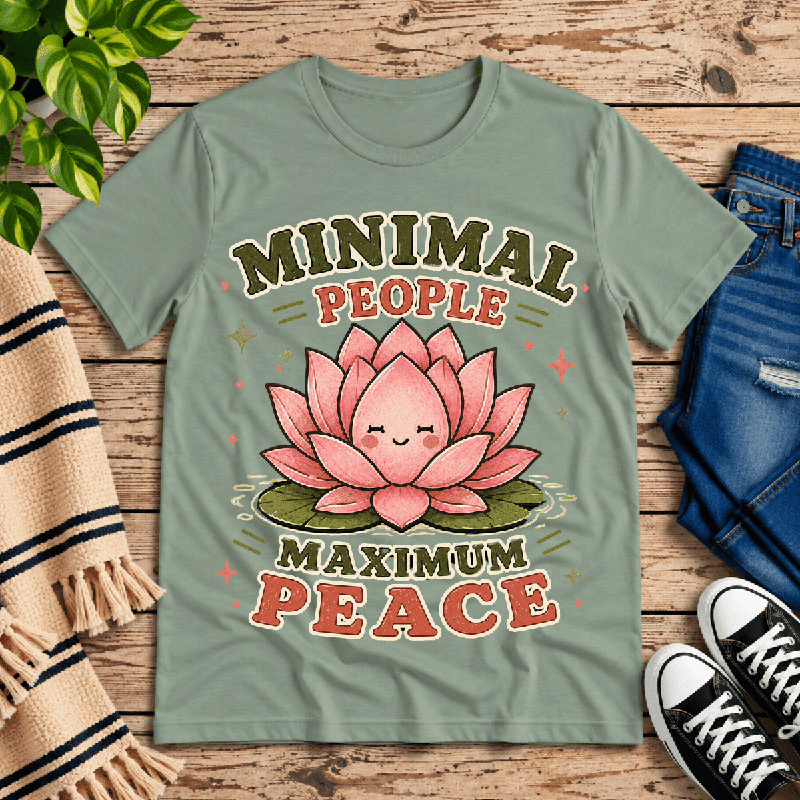 Minimal People Premium T-Shirt in sage, flat lay