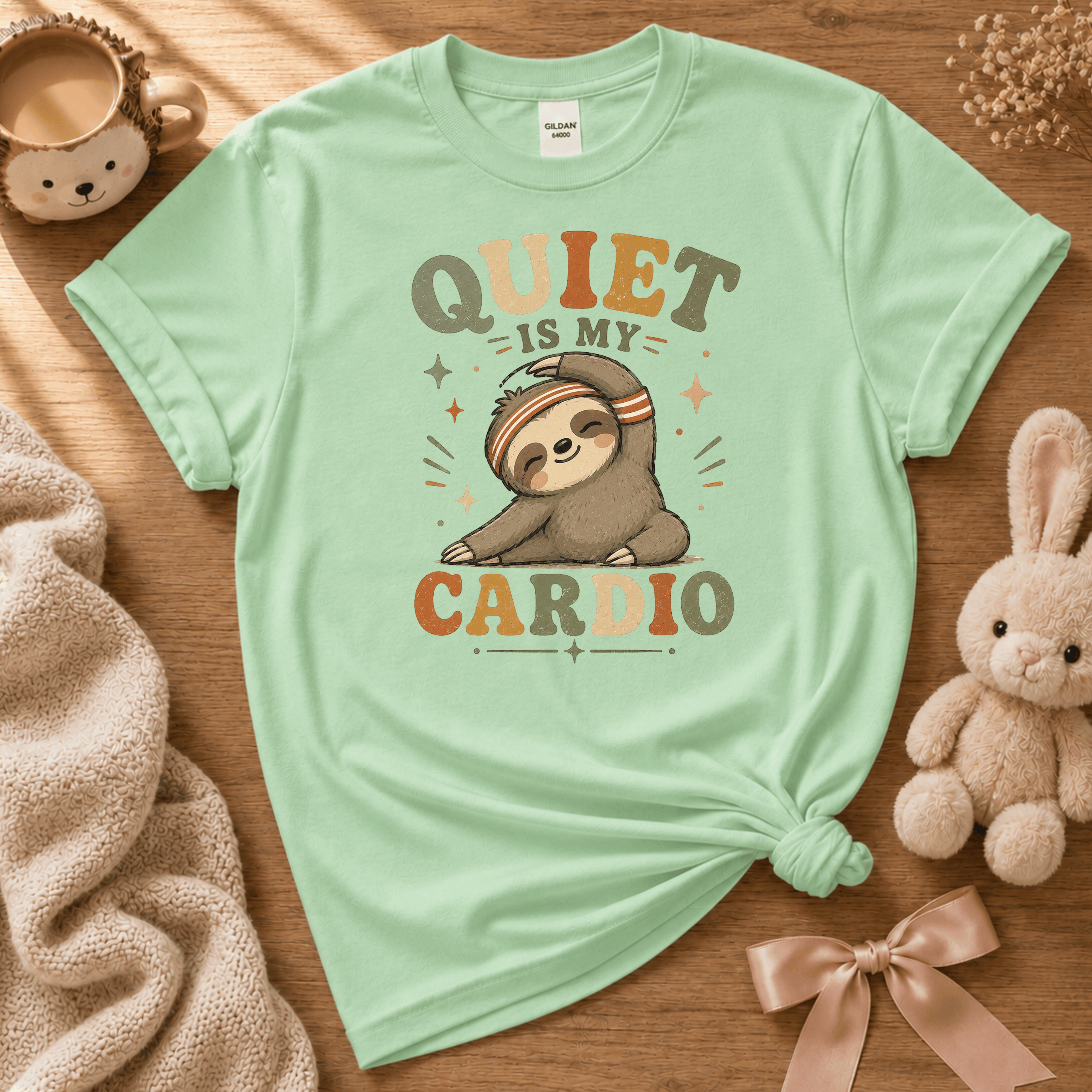 Quiet Is My Cardio | Cute Animal Graphic T-Shirt