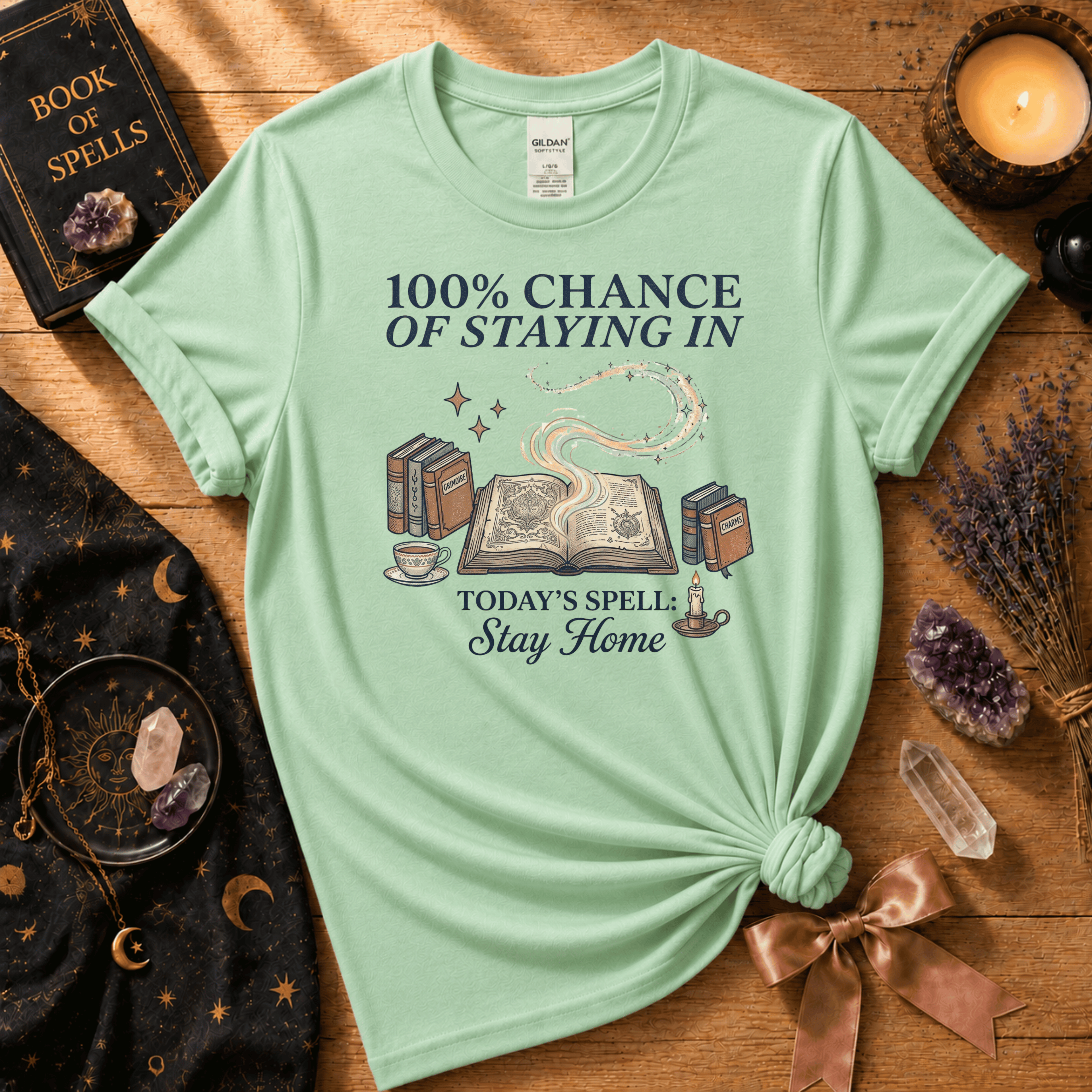 100% Chance Of Staying Home | Celestial Graphic T-Shirt