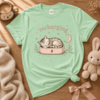 Recharging Cat | Cute Animal Graphic T-Shirt