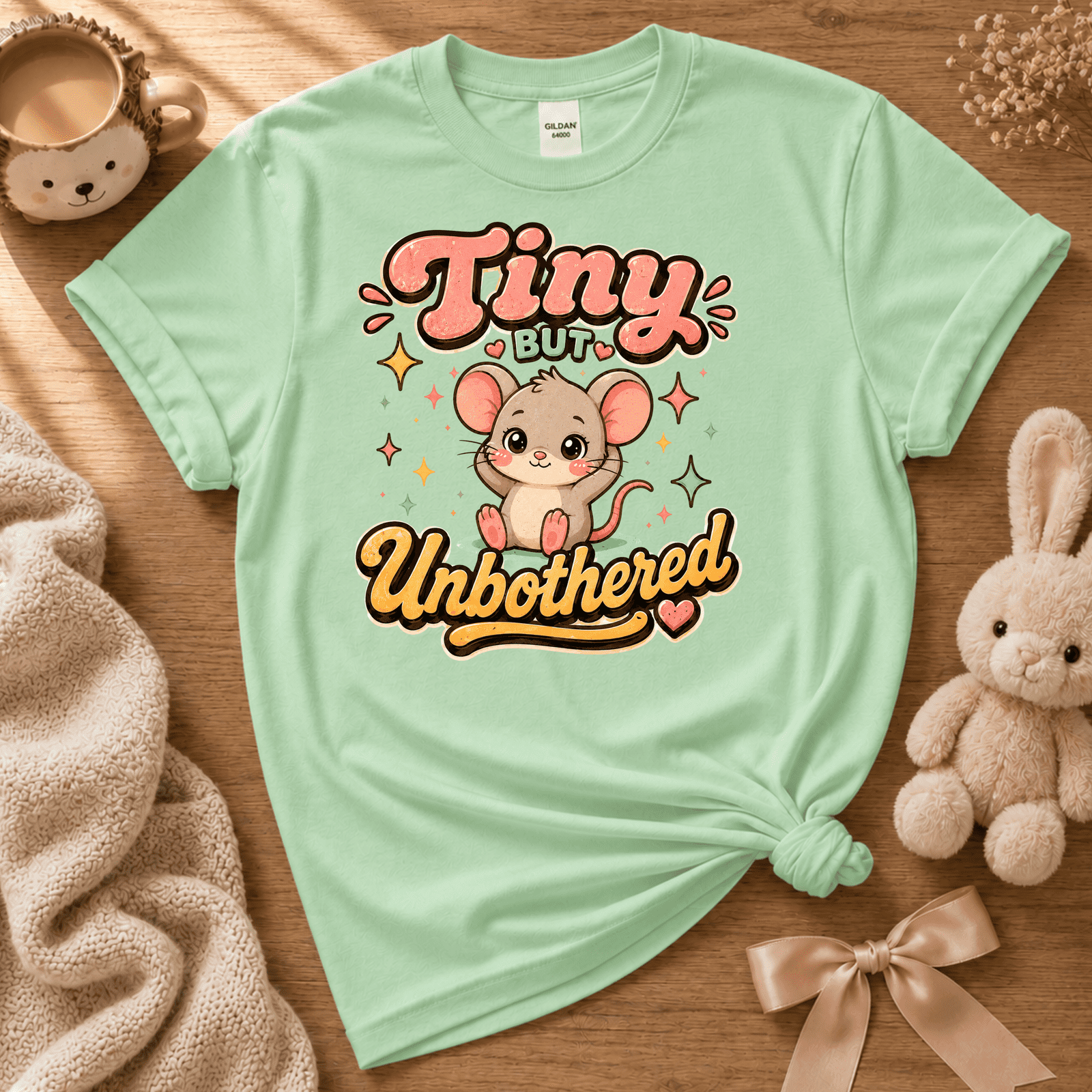 Tiny But Unbothered | Cute Animal Graphic T-Shirt