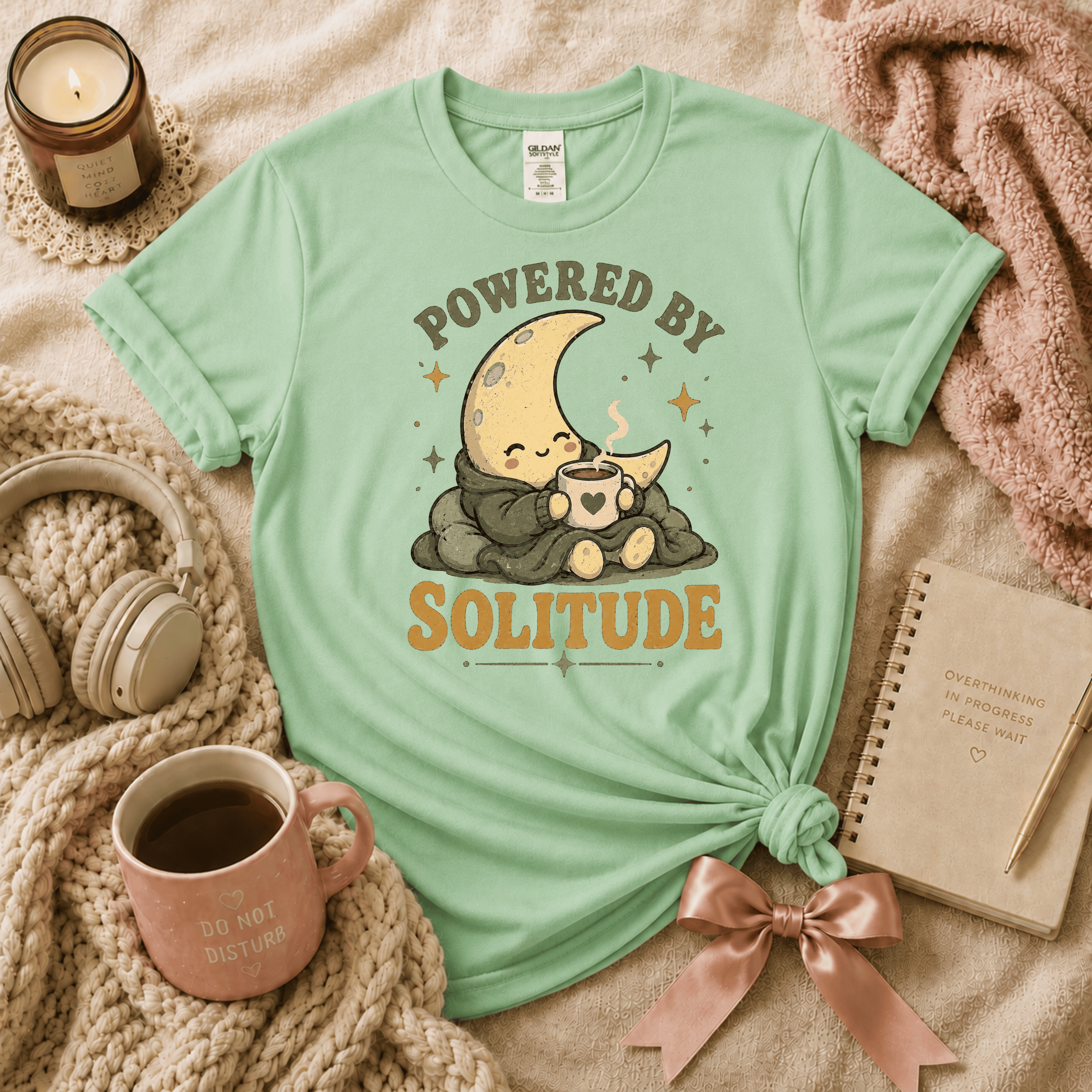 Powered By Solitude | Funny Introvert Graphic T-Shirt