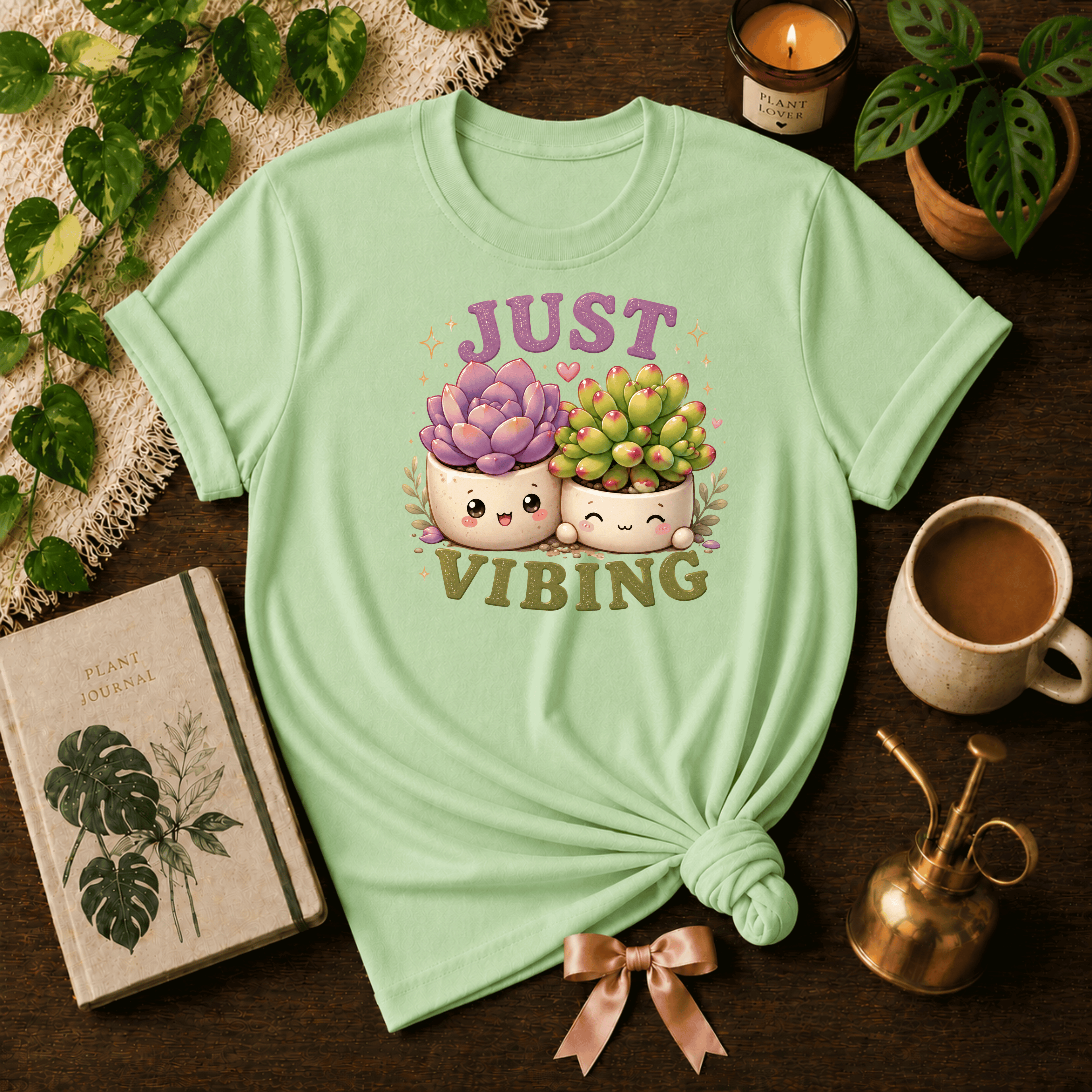 Just Vibing | Plant Lover Graphic T-Shirt