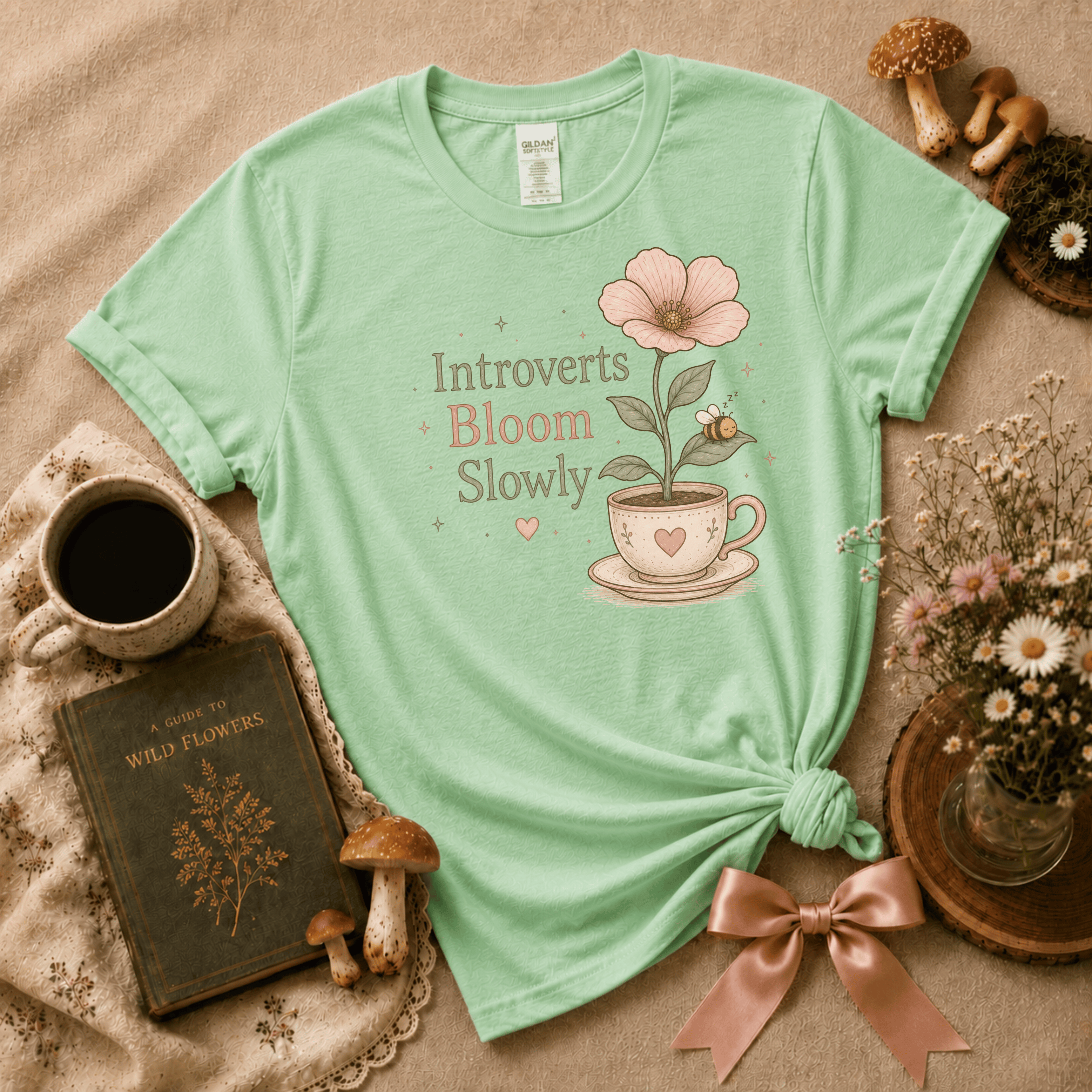 Introverts Bloom Slowly | Cottagecore Graphic T-Shirt