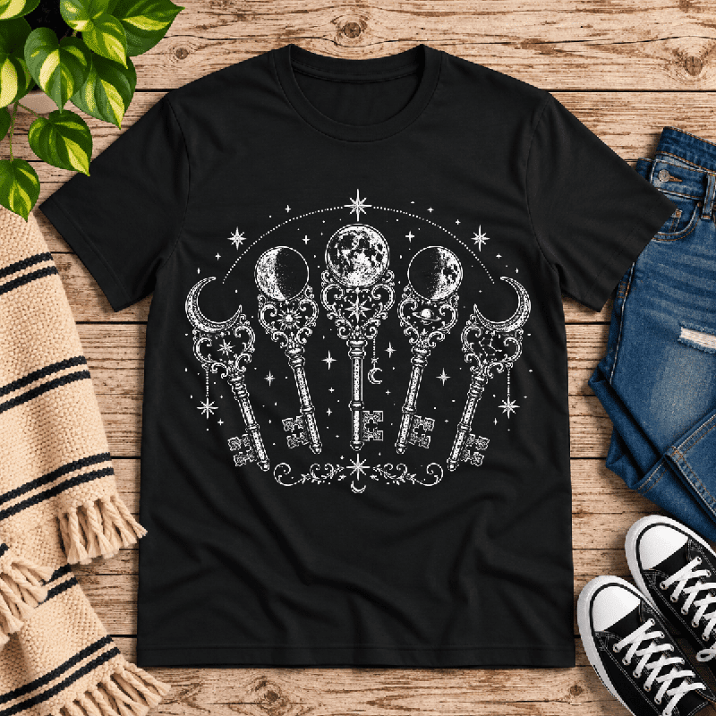 Moon Phase Keys Premium T-Shirt in vintage black, flat lay
