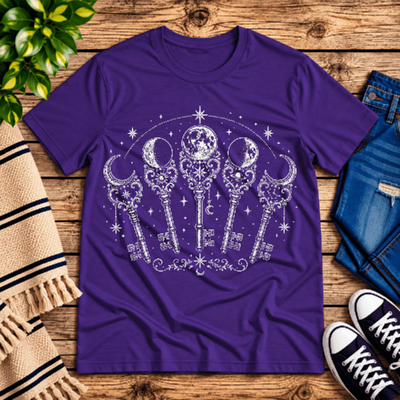 Moon Phase Keys Premium T-Shirt in team purple, flat lay