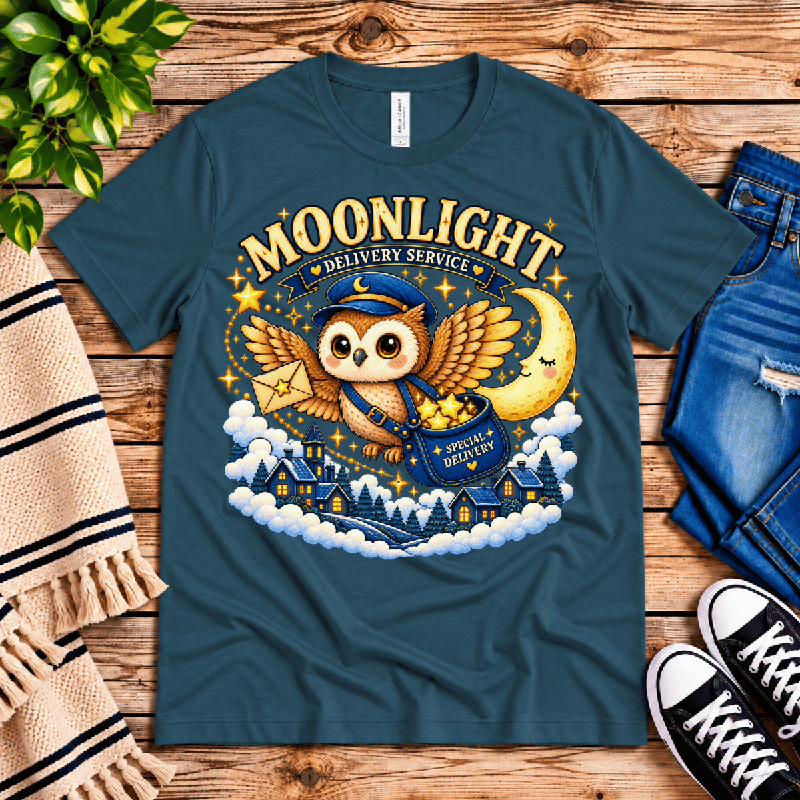 Moonlight Delivery Premium T-Shirt in deep teal, flat lay