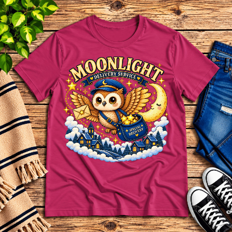 Moonlight Delivery Premium T-Shirt in berry, flat lay