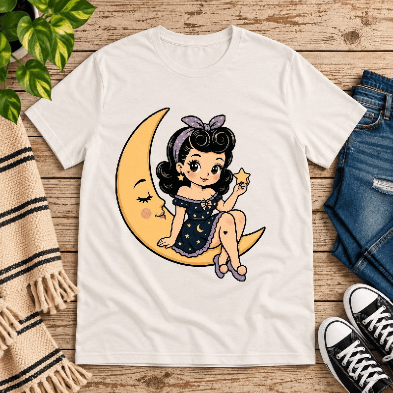 Moonlight Millie Premium T-Shirt in vintage white, flat lay