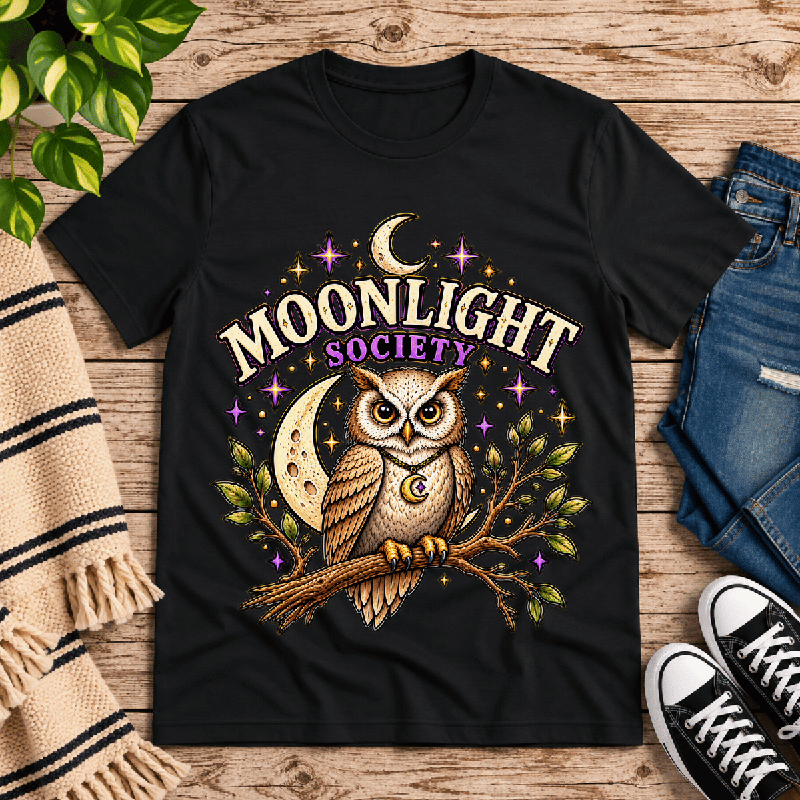 Moonlight Society Premium T-Shirt in vintage black, flat lay