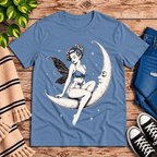 Moonlit Fairy Premium T-Shirt in steel blue, flat lay