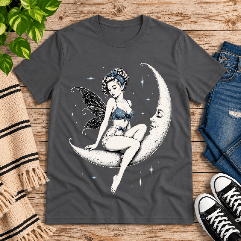 Moonlit Fairy Premium T-Shirt in asphalt gray, flat lay