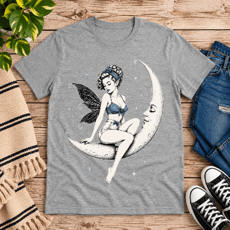 Moonlit Fairy Premium T-Shirt in athletic heather gray, flat lay