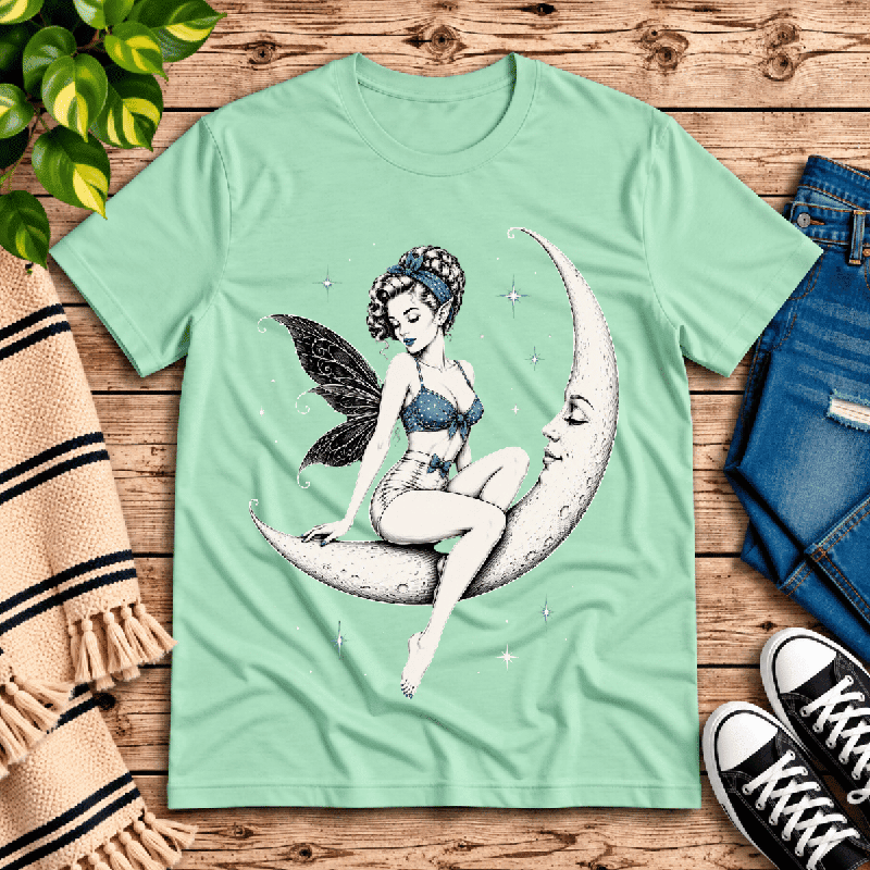 Moonlit Fairy Premium T-Shirt in mint, flat lay
