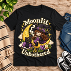 Moonlit & Unbothered Premium T-Shirt in vintage black, flat lay