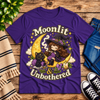 Moonlit & Unbothered Premium T-Shirt in team purple, flat lay