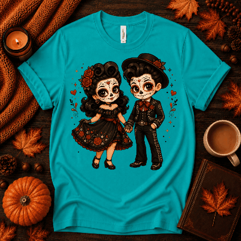 Mr. & Mrs. Premium T-Shirt in heather sea green, flat lay