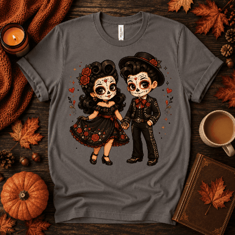 Mr. & Mrs. Premium T-Shirt in asphalt gray, flat lay