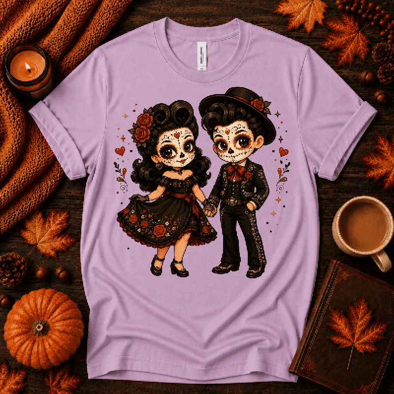 Mr. & Mrs. Premium T-Shirt in lilac, flat lay