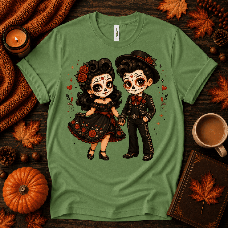 Mr. & Mrs. Premium T-Shirt in leaf green, flat lay