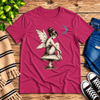 Mushroom Fairy Premium T-Shirt in charity pink, flat lay