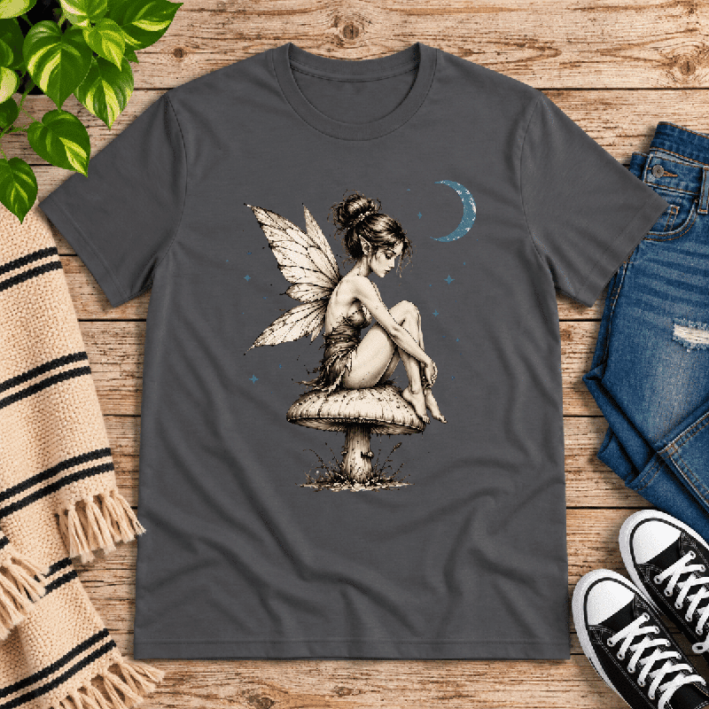 Mushroom Fairy Premium T-Shirt in asphalt gray, flat lay