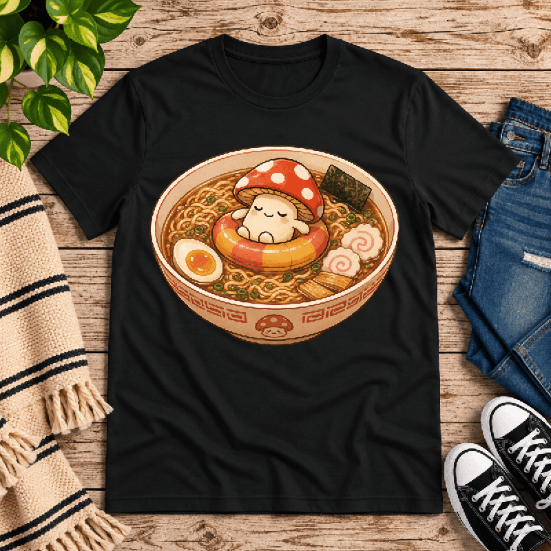 Mushroom Float Premium T-Shirt in vintage black, flat lay