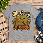 My Couch Misses Me Premium T-Shirt in athletic heather gray, flat lay