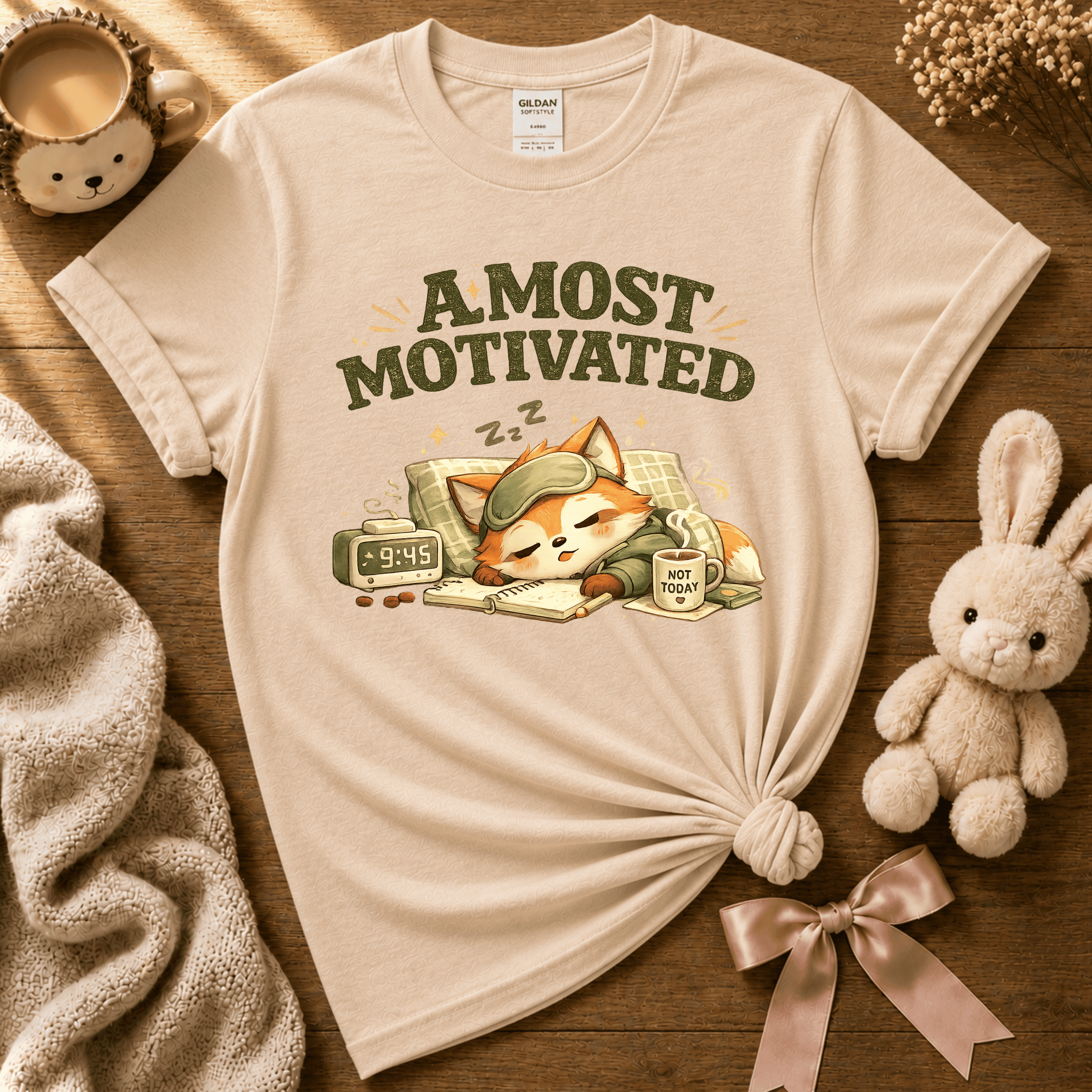 Almost Motivated | Cute Animal Graphic T-Shirt
