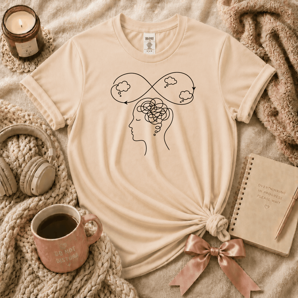 High Standards introvert graphic t-shirt cozy flat lay in natural.