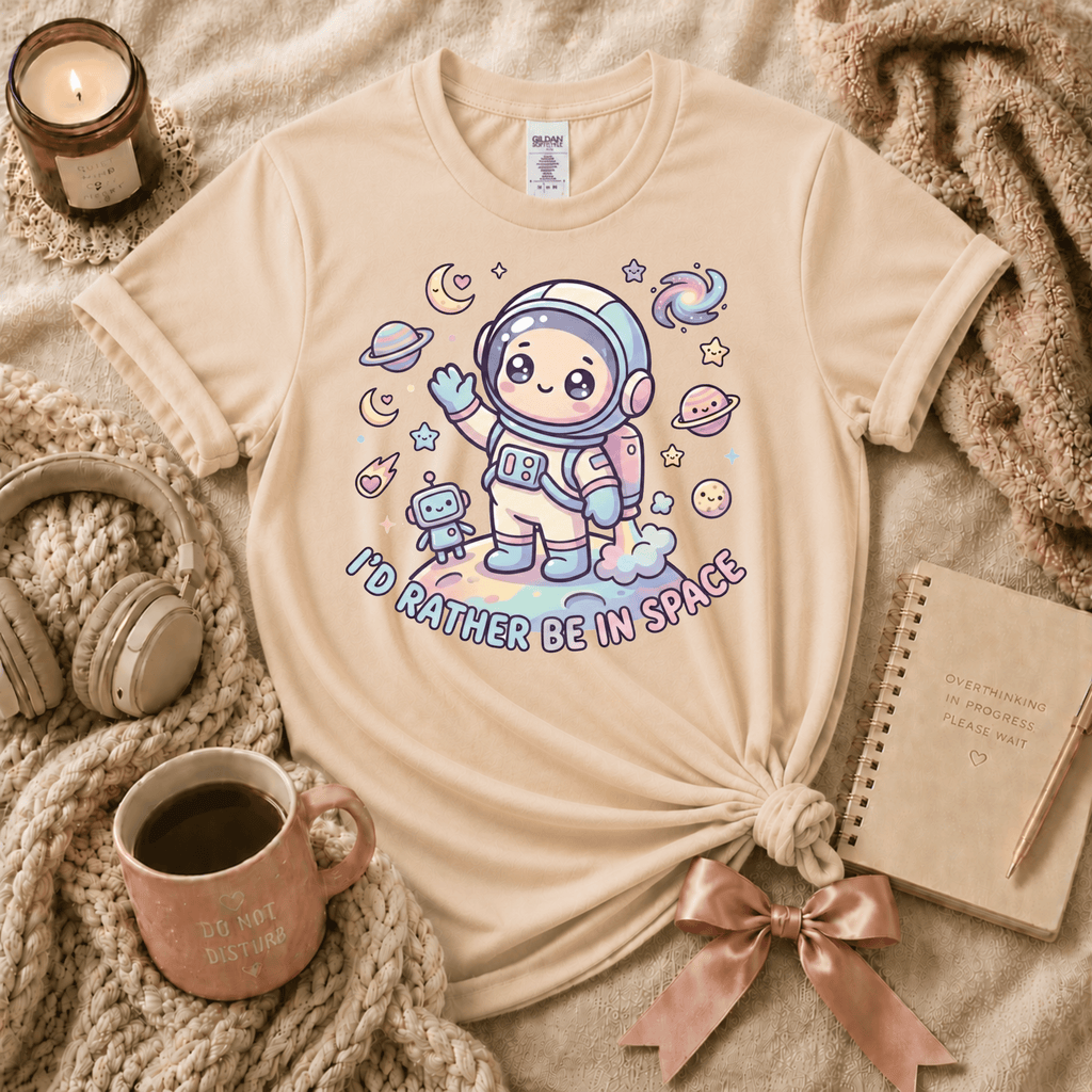 I'd Rather Be In Space On Moon | Funny Introvert Graphic T-Shirt