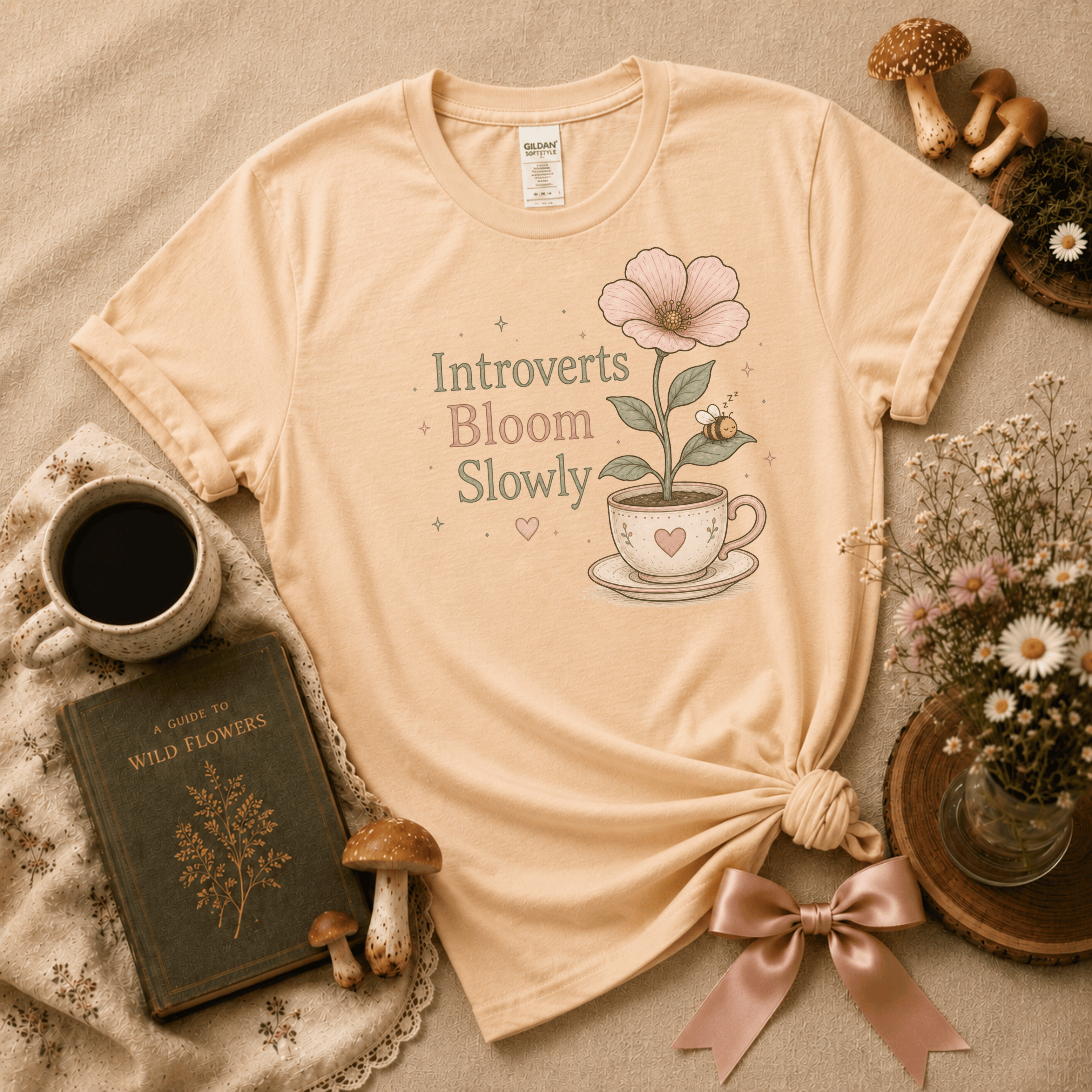 Introverts Bloom Slowly | Cottagecore Graphic T-Shirt