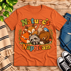 Nature's Nap Team Premium T-Shirt in burnt orange, flat lay