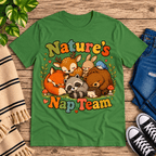 Nature's Nap Team Premium T-Shirt in leaf green, flat lay