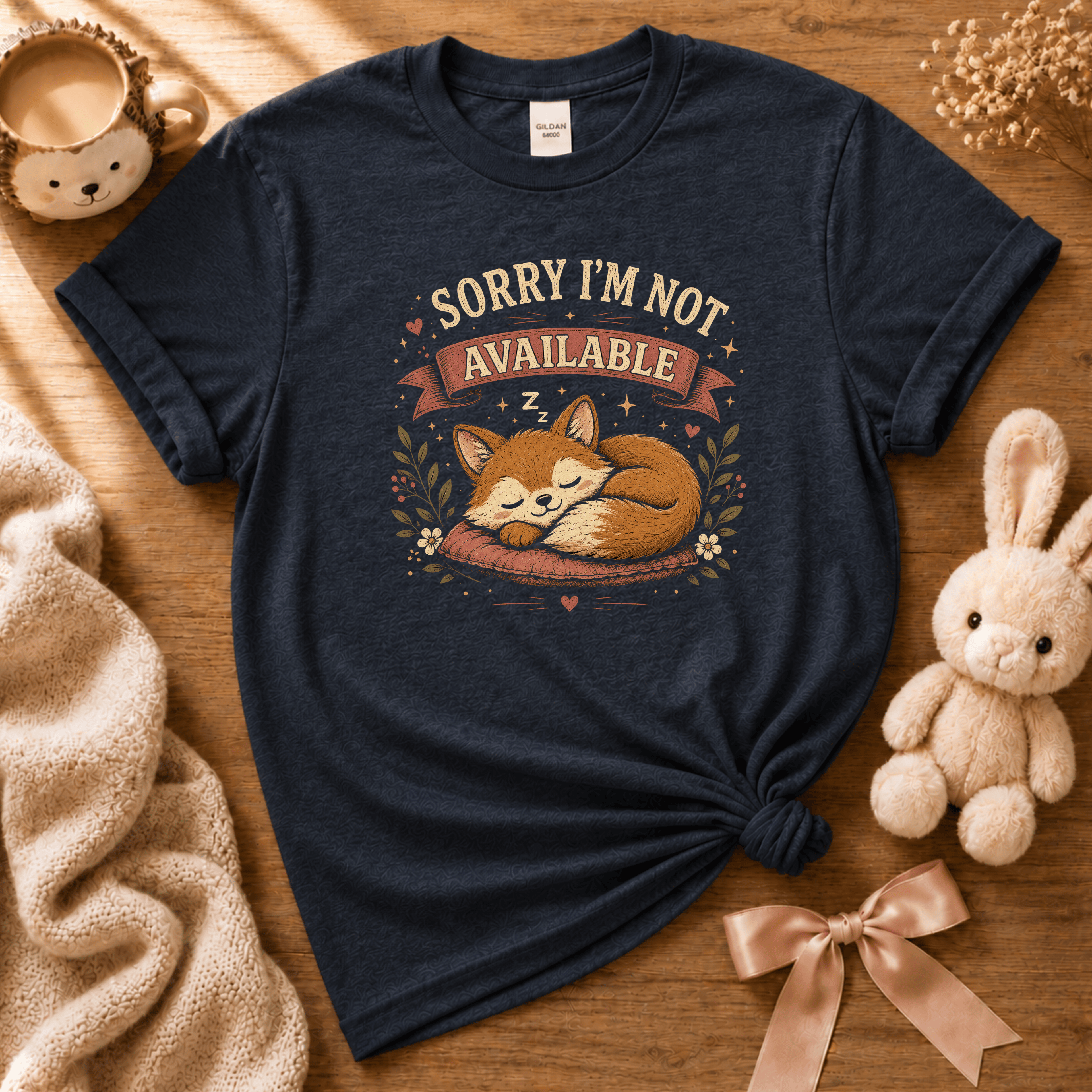 Not Available cute animal graphic t-shirt cozy flat lay in navy.