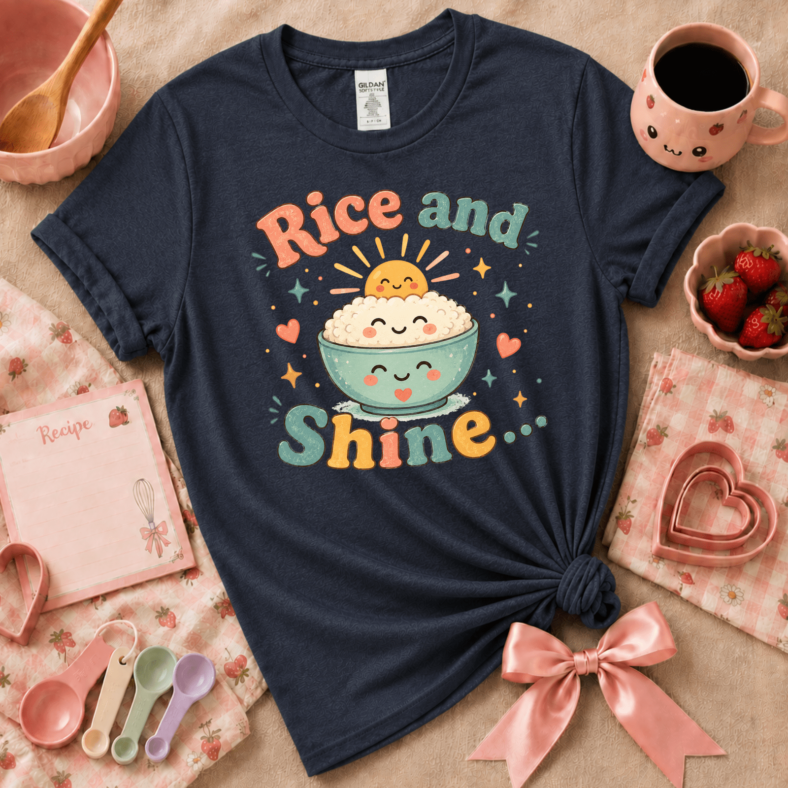 Rice And Shine | Cute Food Graphic T-Shirt