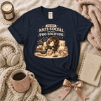 Pro Solitude introvert graphic t-shirt in Navy flat lay.